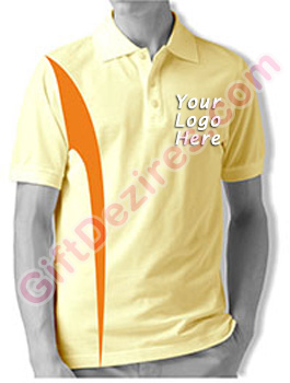 Designer Ivory and Orange Color Mens Logo T Shirts
